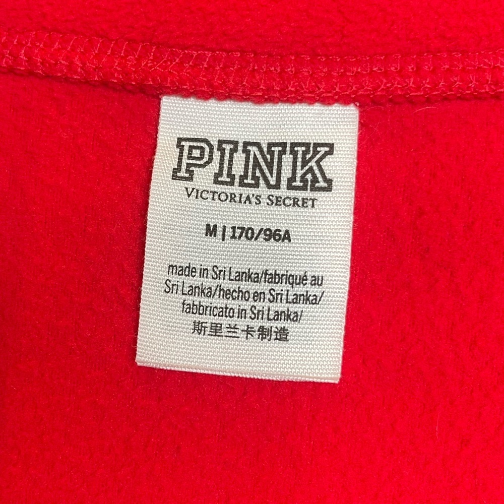 Victorias Secret PINK Red Cropped Fleece Half Zip Pullover Sweater Size Medium - Picture 4 of 9